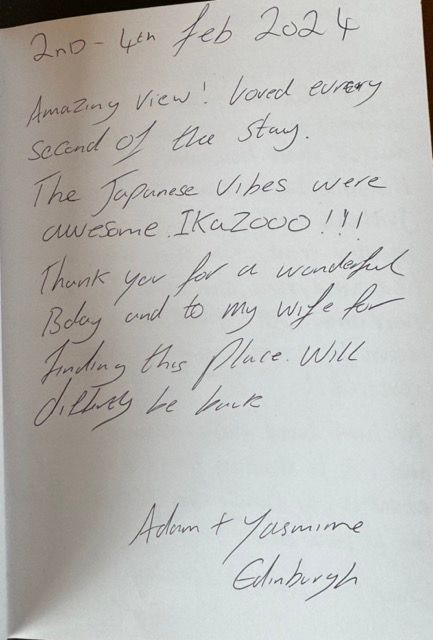 a hand written review of Kabn best place to stay Scotland