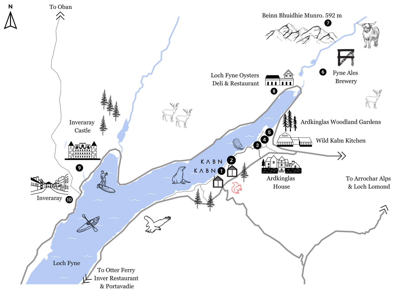 Map of kabn company in relation to loch fyne.