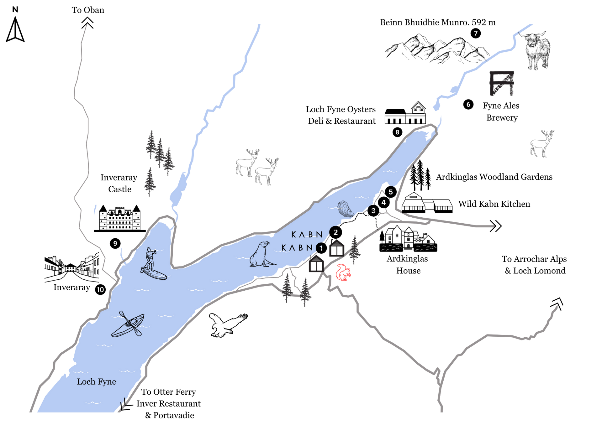 Map of kabn company in relation to loch fyne.