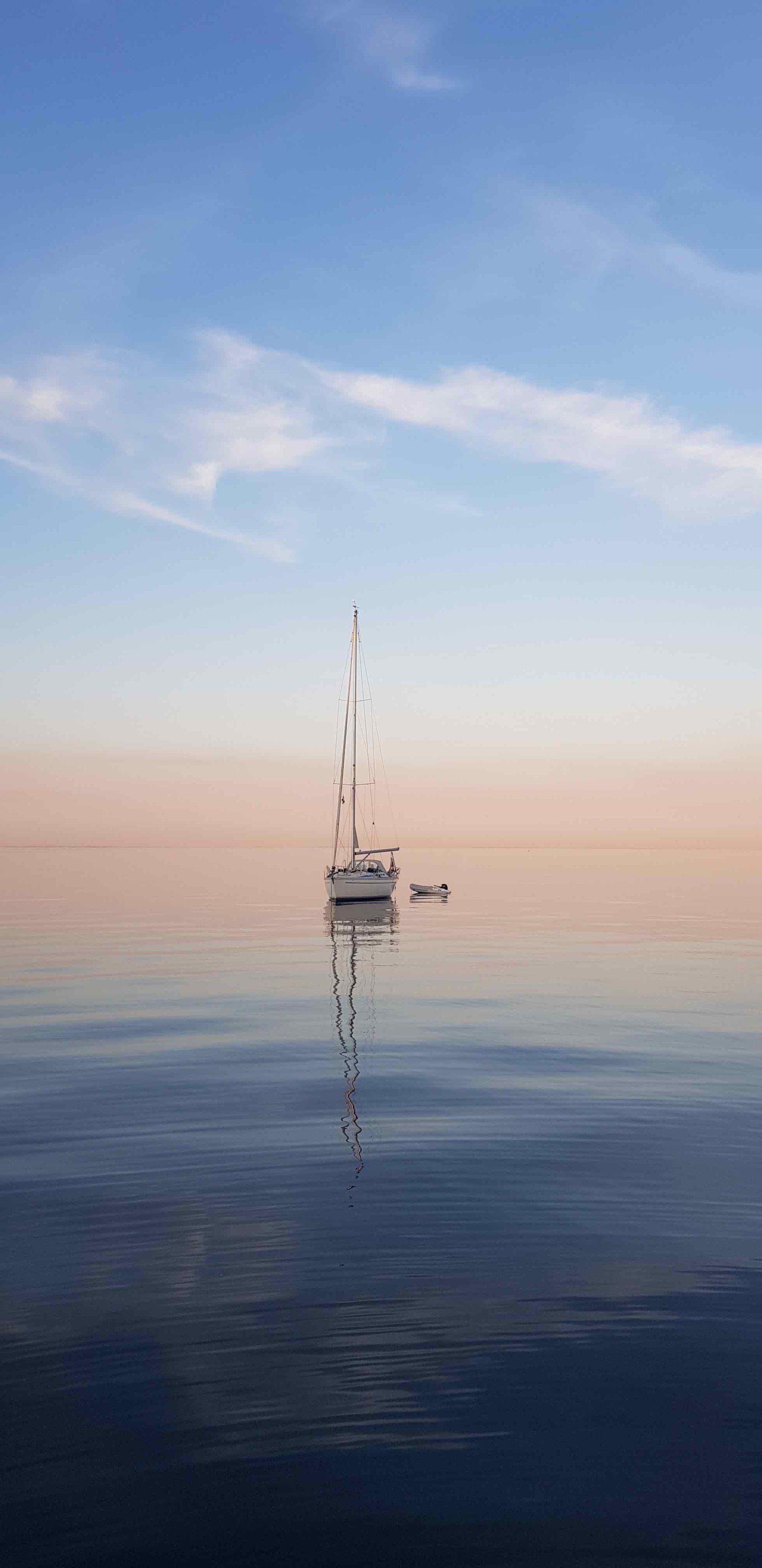 Sailboat anchored in loch fyne.