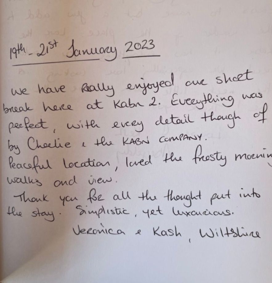 a hand written review of Kabn best place to stay Scotland