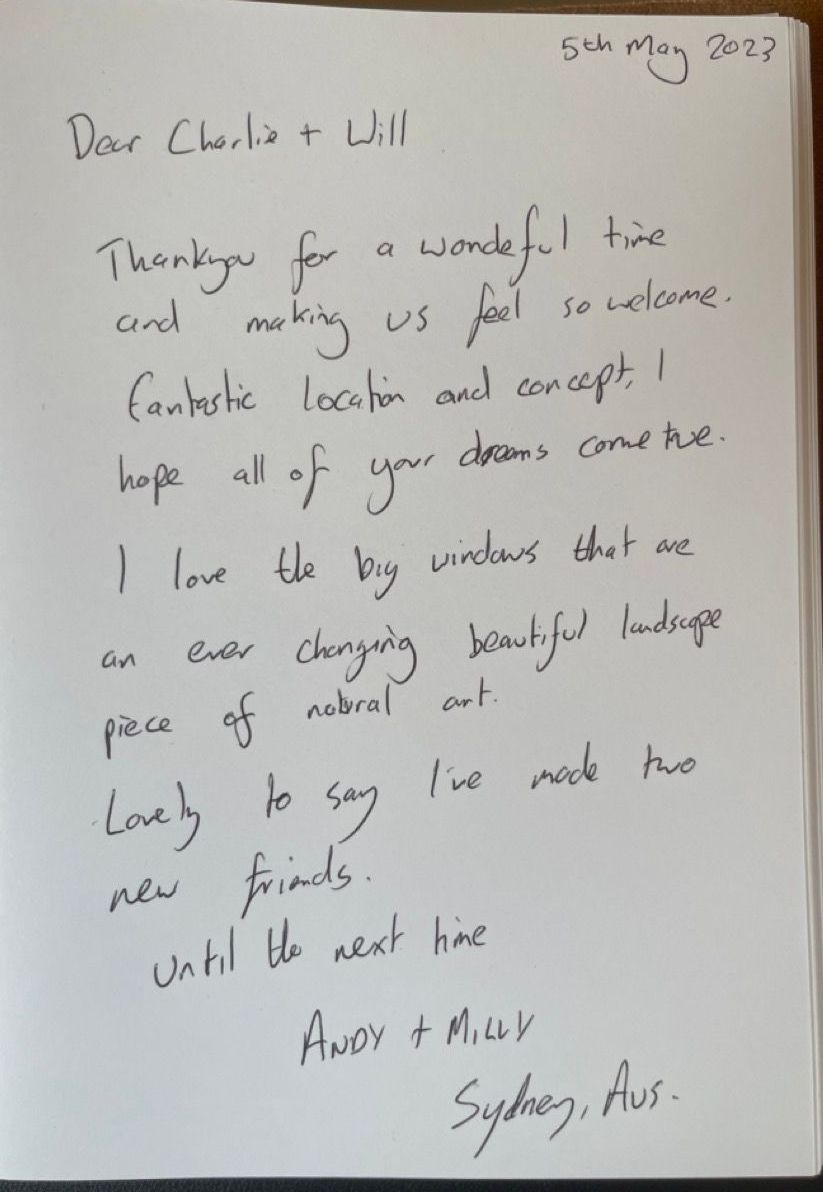 a hand written review of Kabn best place to stay Scotland