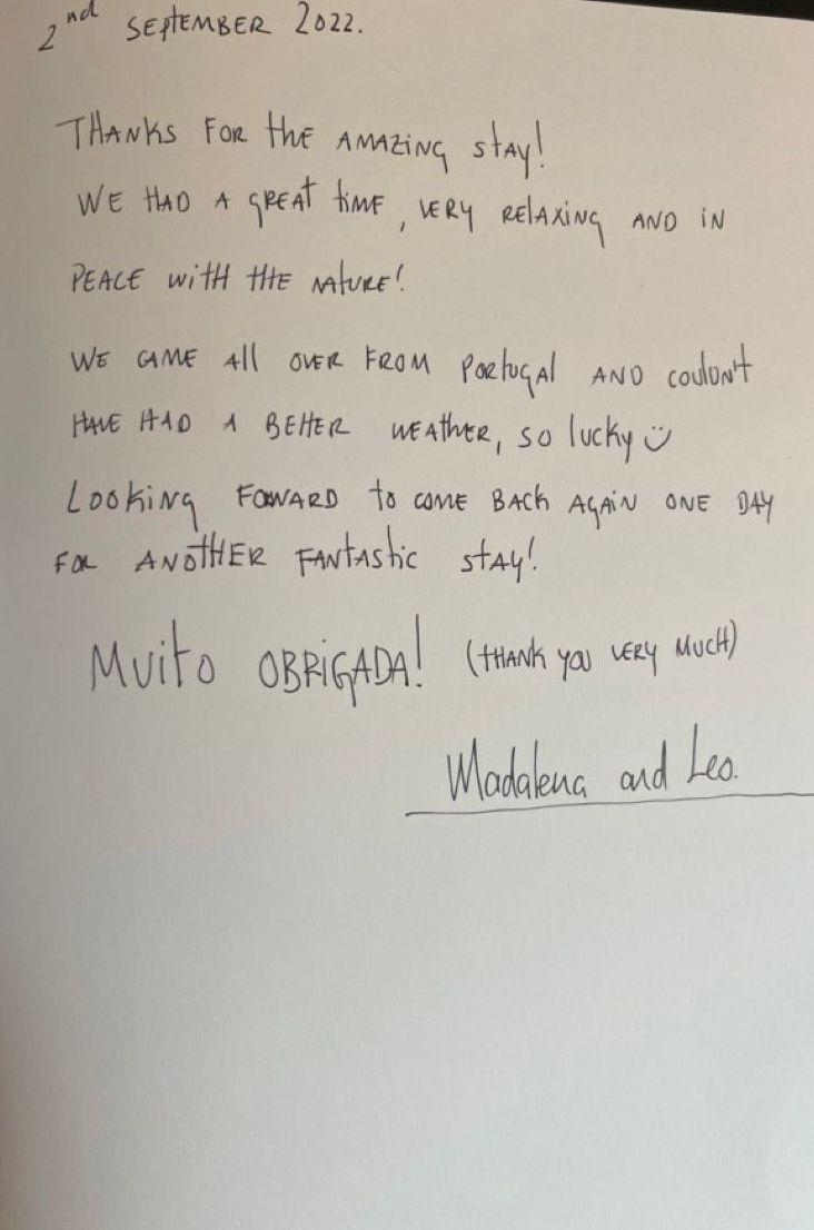 a hand written review of Kabn best place to stay Scotland