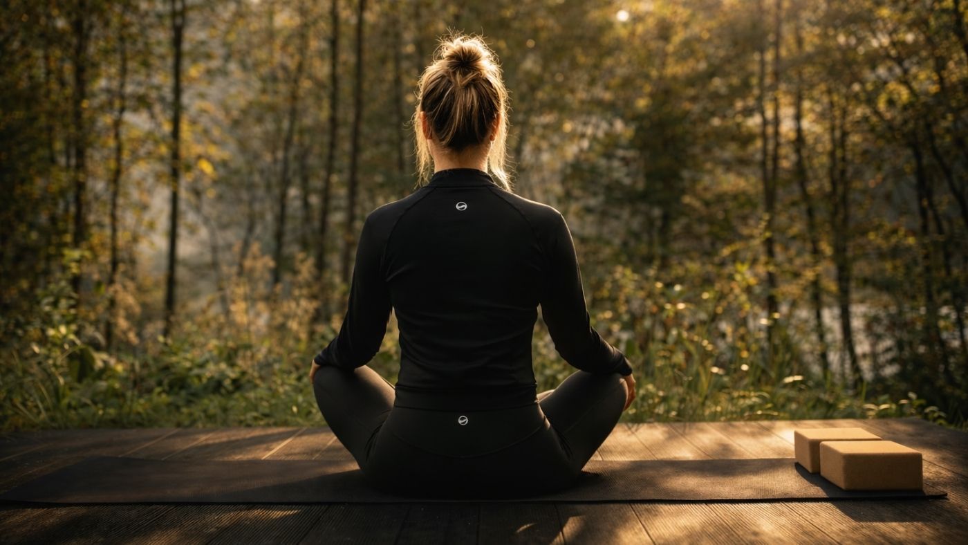 Guest enjoying stillness in nature during a remote cabin stay in Scotland