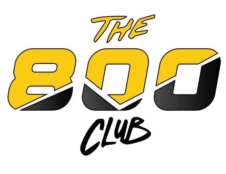 A yellow and black logo for the 800 club