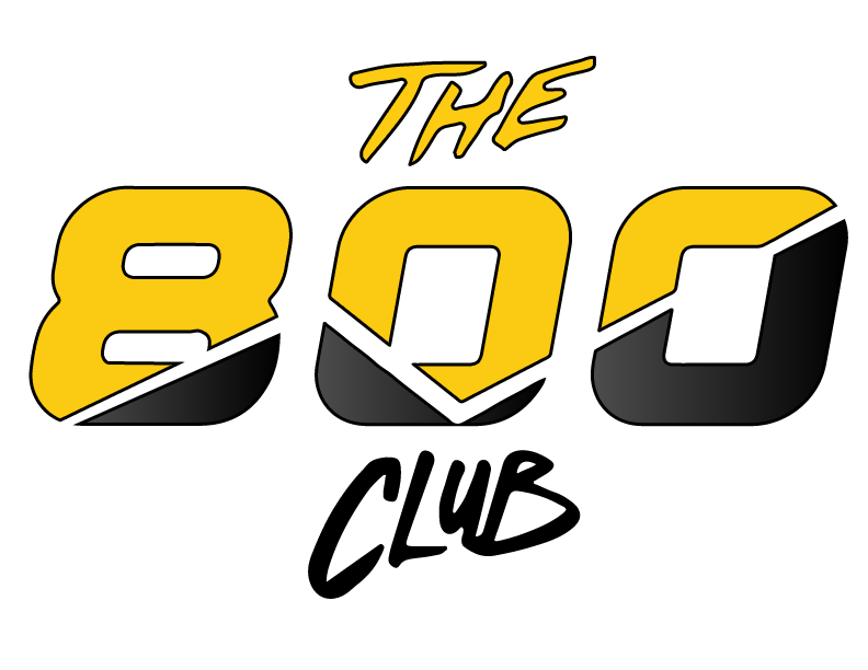 A yellow and black logo for the 800 club
