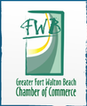 Greater Fort Walton Beach Chamber of Commerce logo in green, teal, and yellow