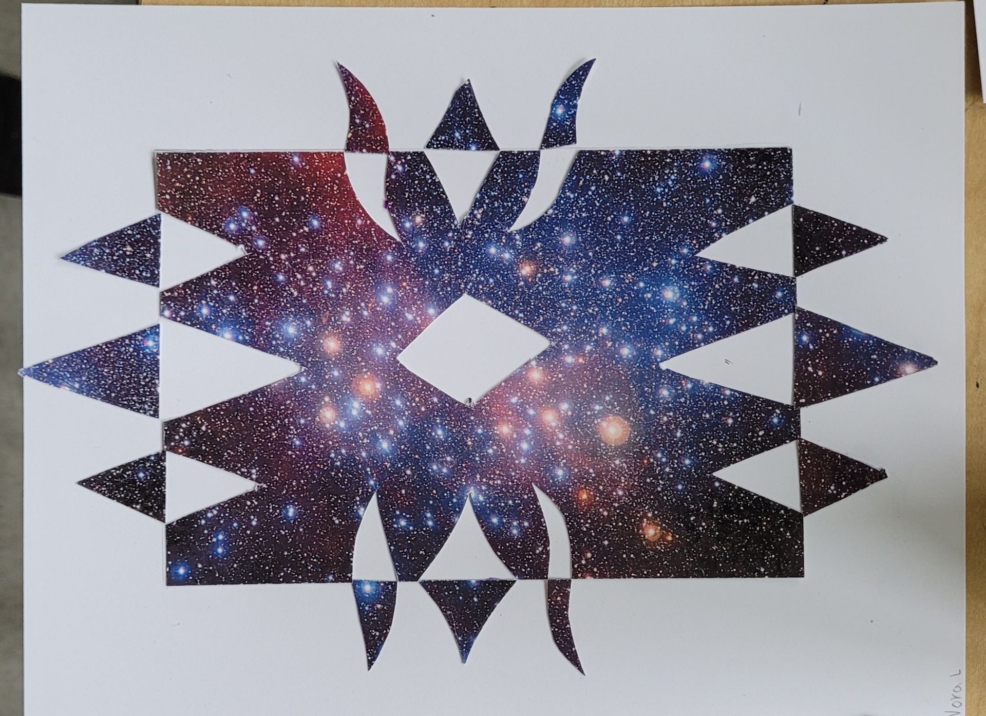 A picture of a galaxy with triangles in the middle