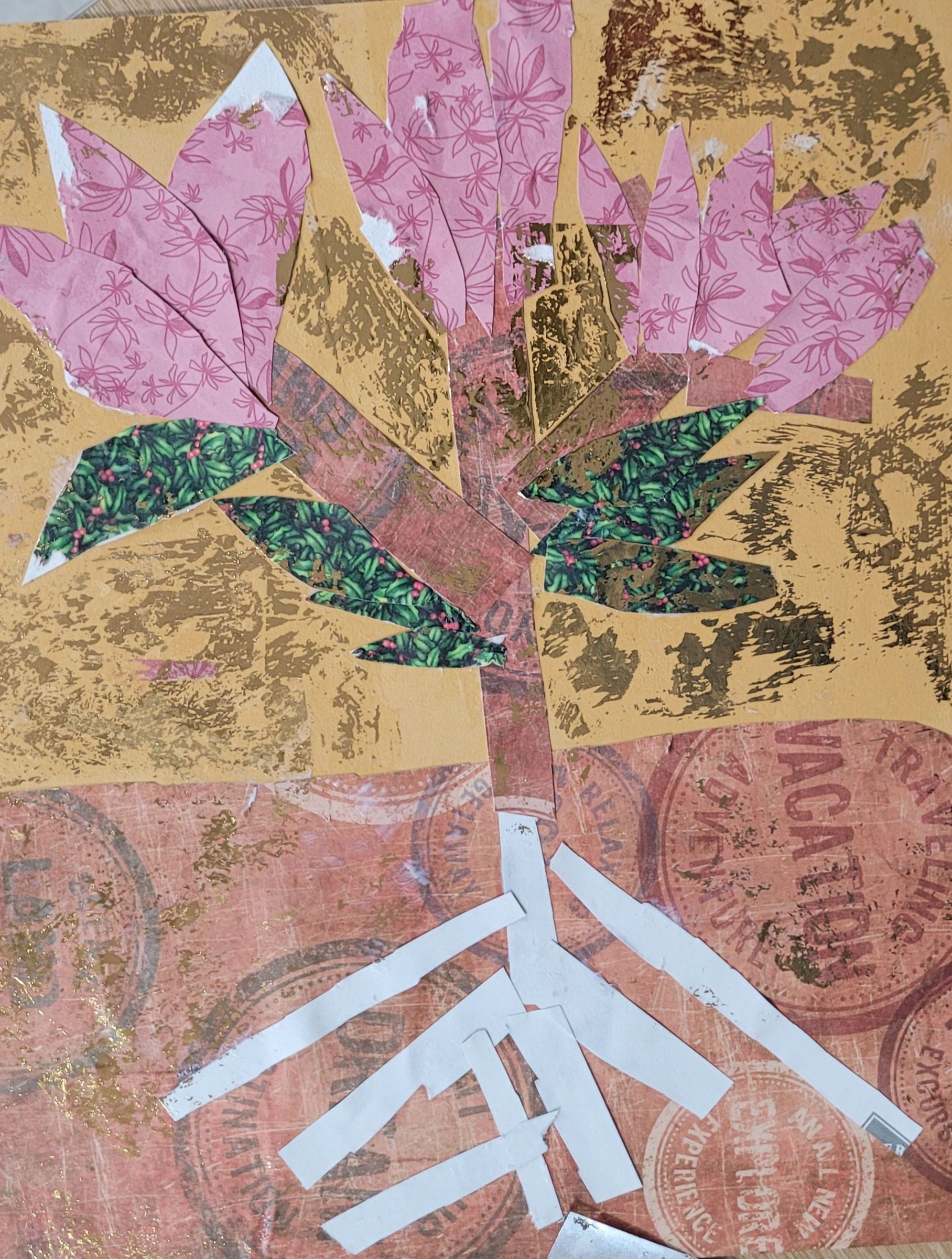 A painting of a flower with a bottle of bacardi in the background