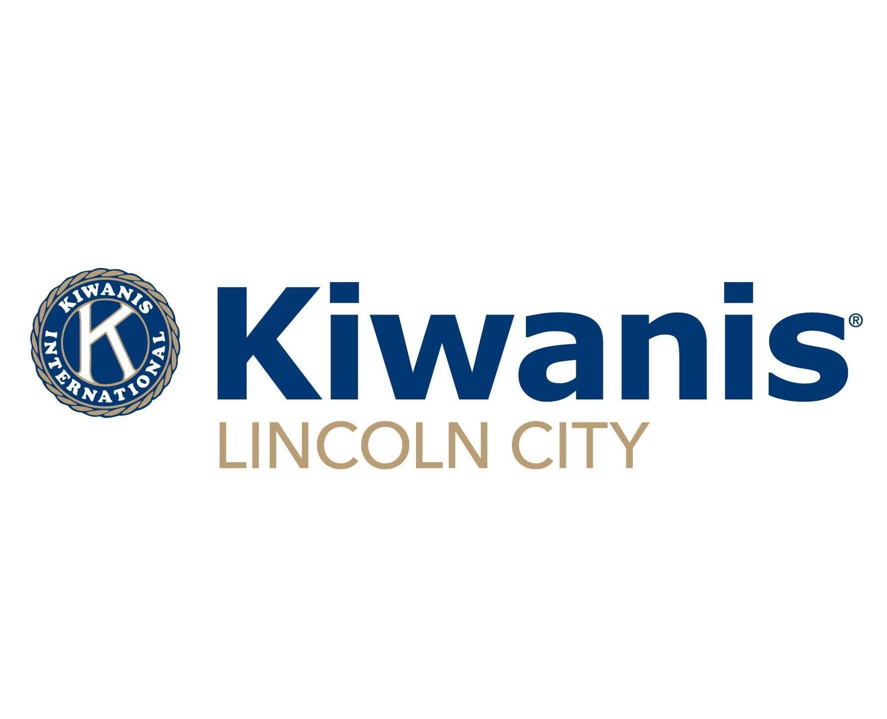 The logo for kiwanis lincoln city is on a white background.