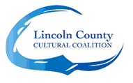 The logo for lincoln county cultural coalition is a blue speech bubble.