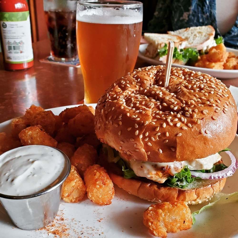 Image of McMenamins burger and beer