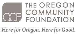 The oregon community foundation logo is here for oregon . here for good.