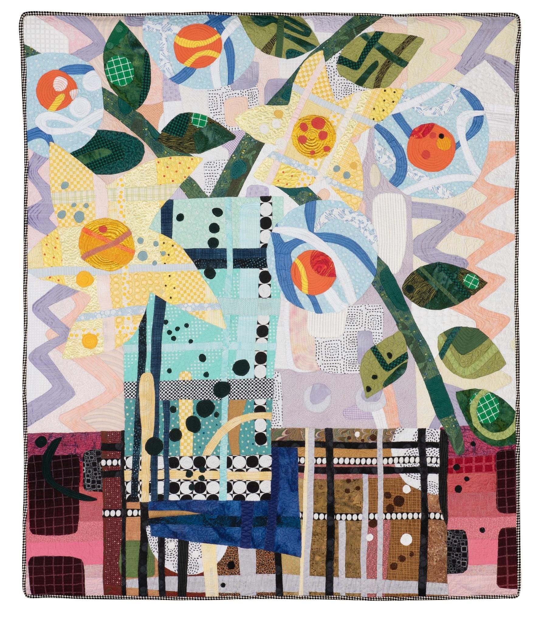 A colorful painting of flowers in a vase
