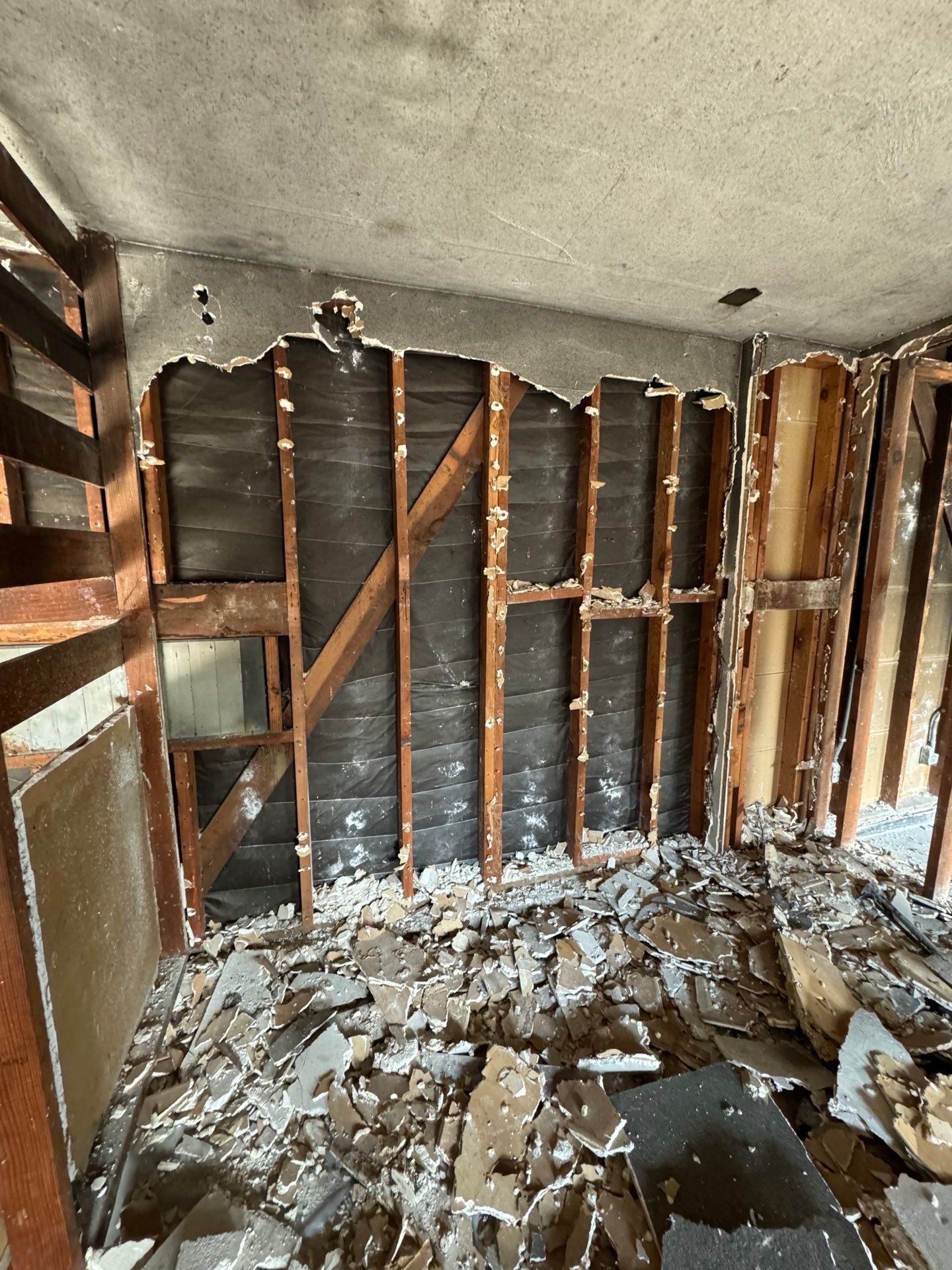 A room in a house that is being demolished in Huntington Beach.