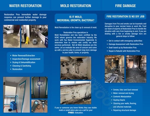 A brochure about water restoration and mold restoration