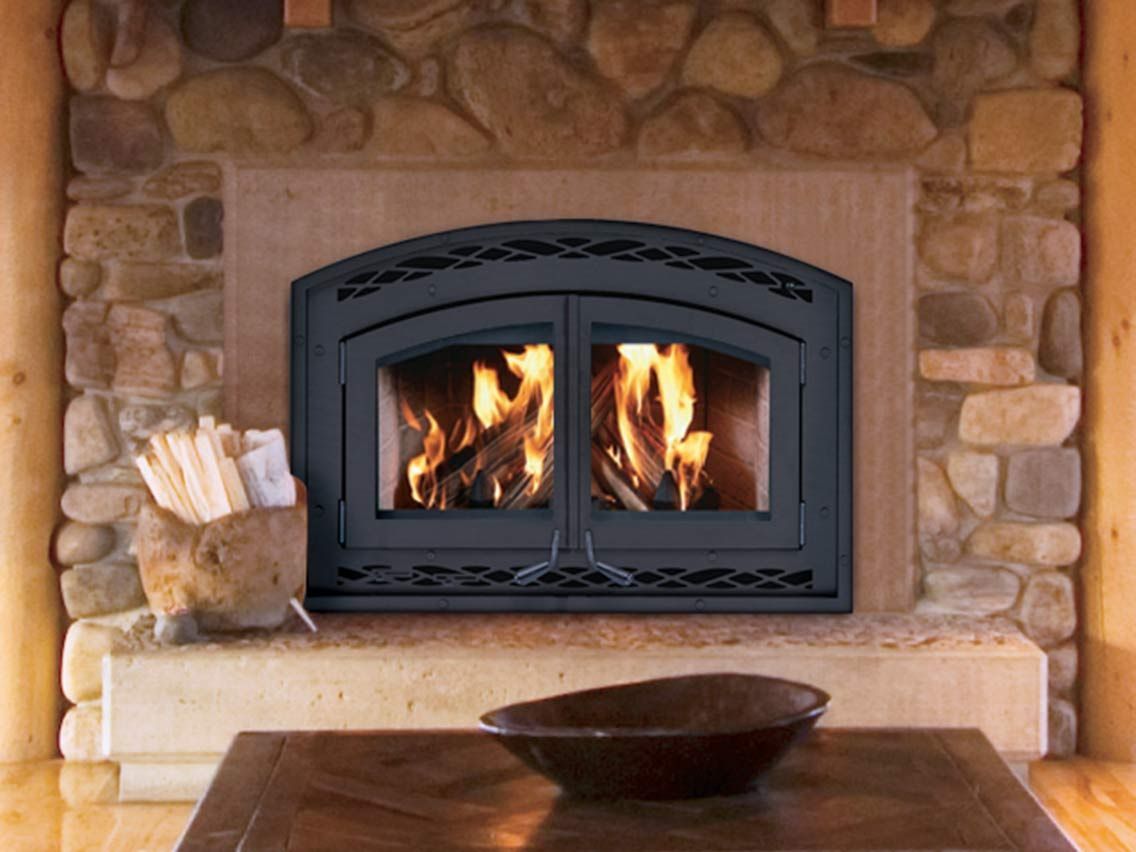 A fire in a fireplace