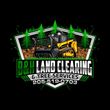 Logo for B&H Land Clearing & Tree Services featuring a bulldozer, trees, and contact information, in green and white.