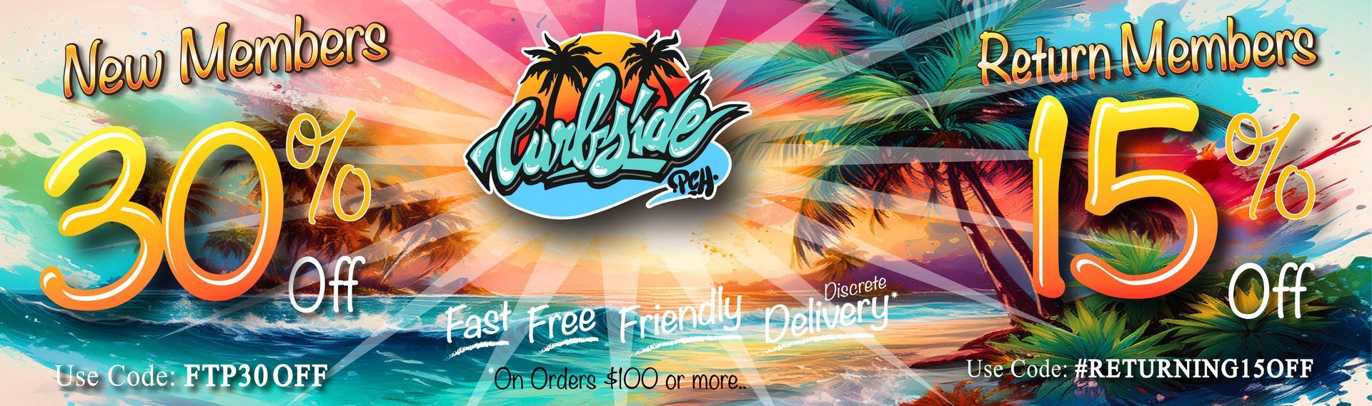 Palm Trees Curbside pch Logo Beach Delivery