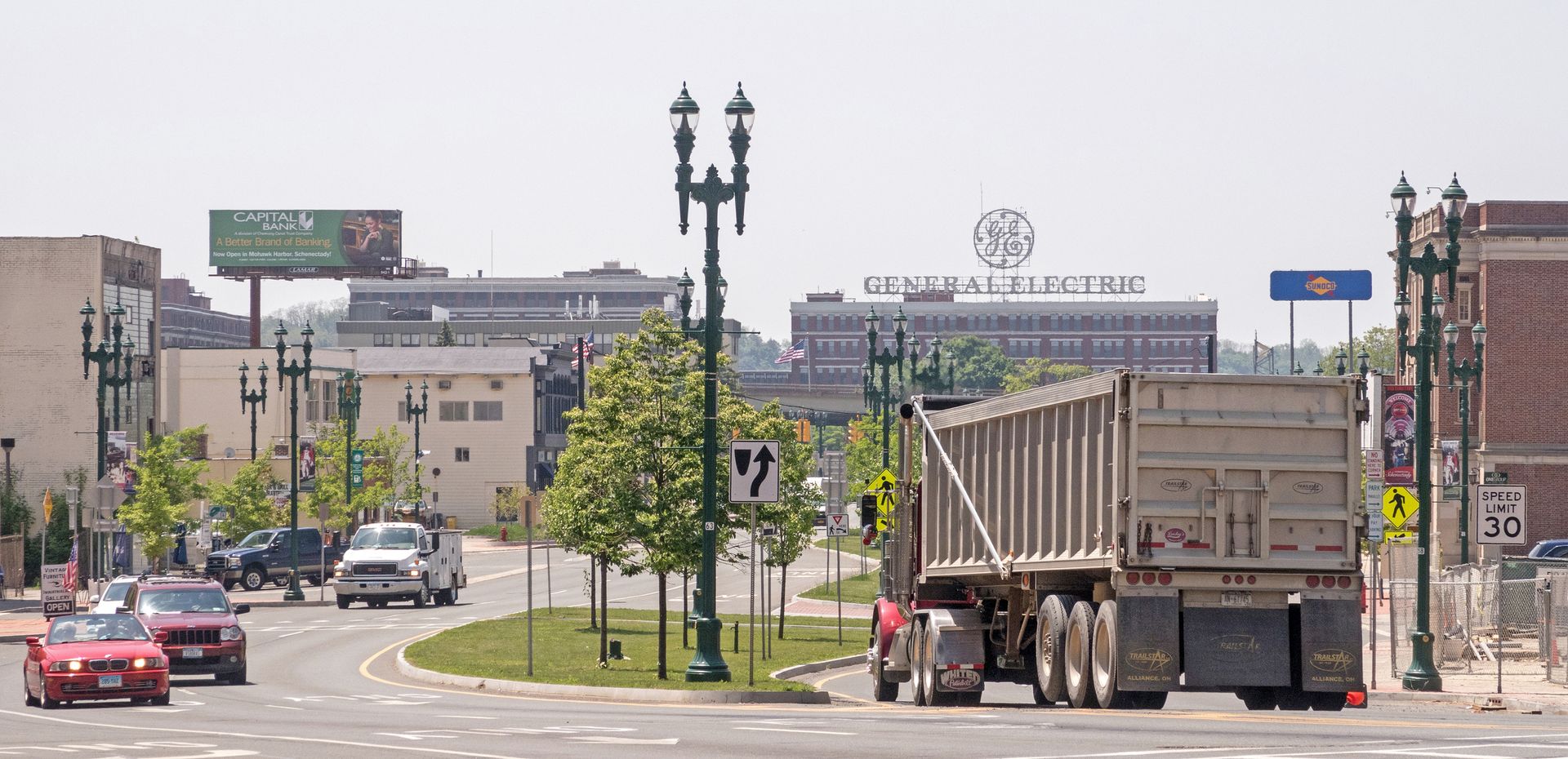 Erie Boulevard facing  towards General Electric factory plant,  Downtown Schenectady, New York