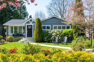 Cozy house with beautiful landscaping