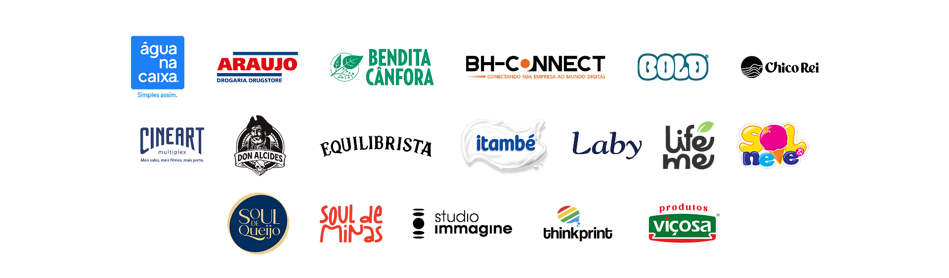 Um monte de logotipos em um fundo branco, incluindo o Google