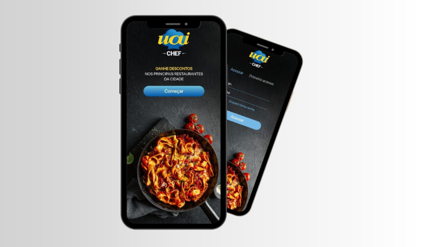 Tela de celular com visão do aplicativo UAI Chef