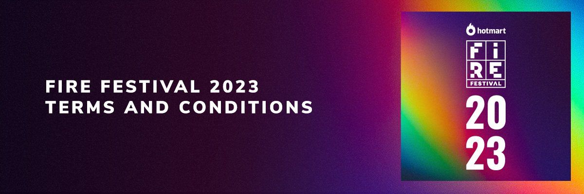 Um cartaz para os termos e condições do festival do fogo 2023