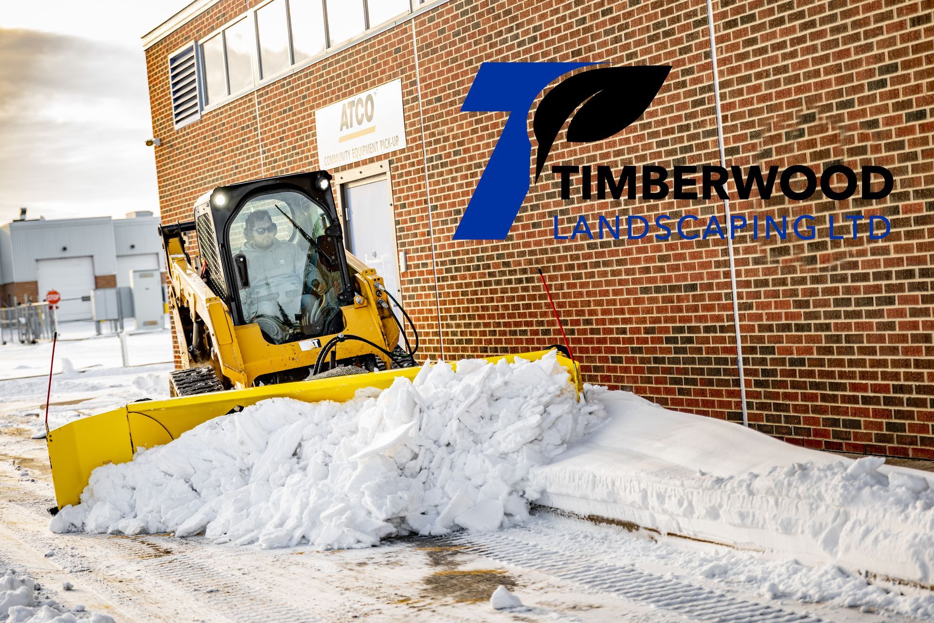 Snow removing around the building