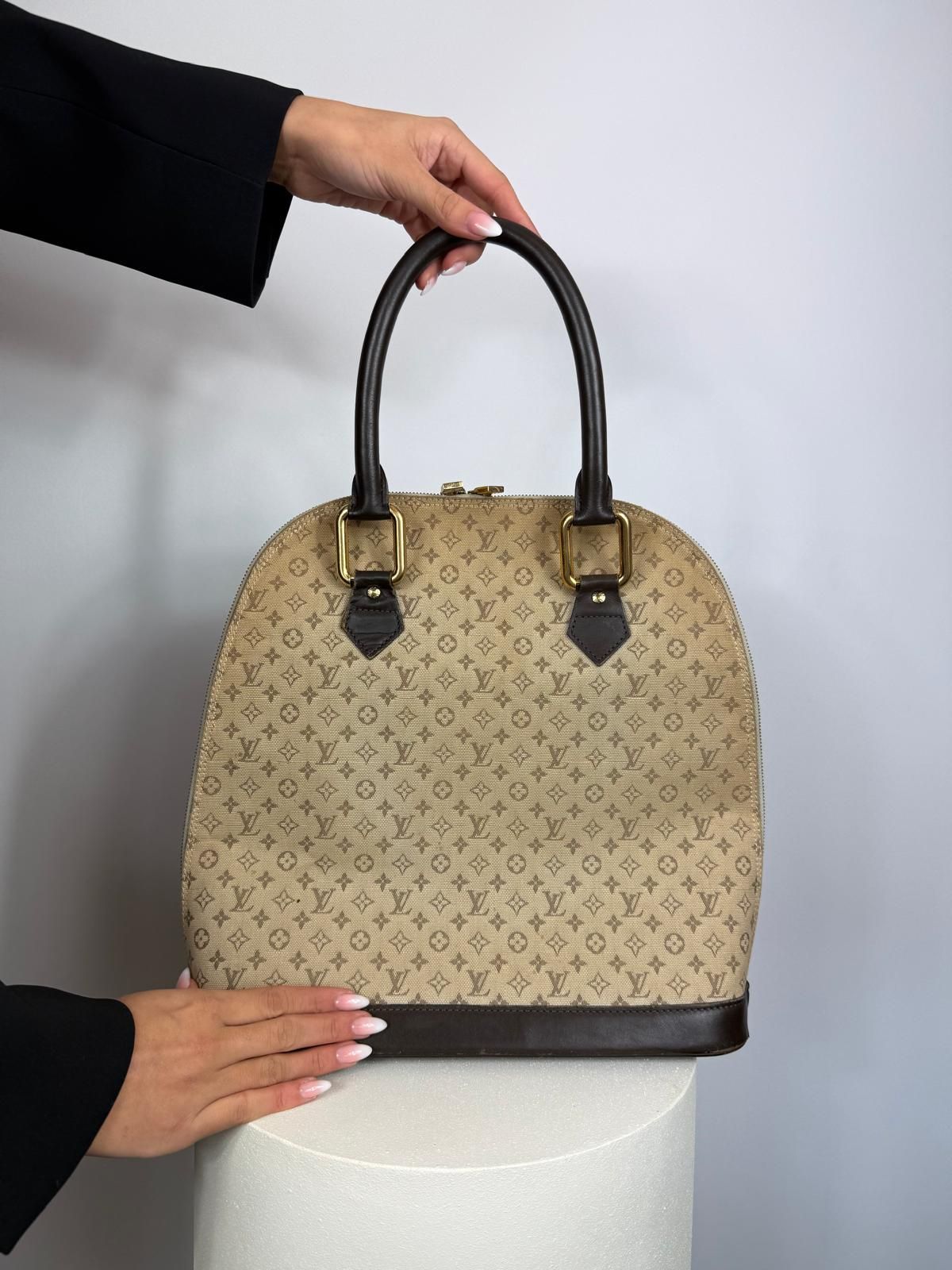 Louis Vuitton Khaki Monogram Mini Lin canvas Alma Haut bag