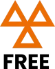 An orange triangle with the word free below it