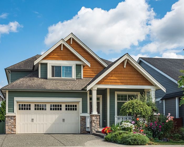 House with White Garage Door