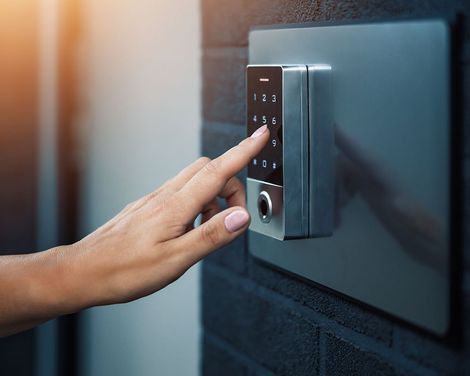 Woman Using House Smart Lock