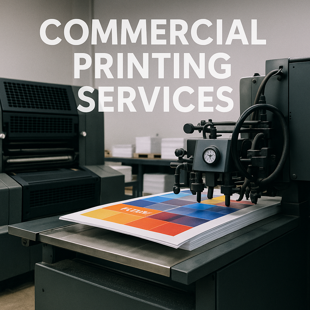 High-quality commercial printing services for businesses in San Ramon, CA, featuring brochures, business cards, and banners.