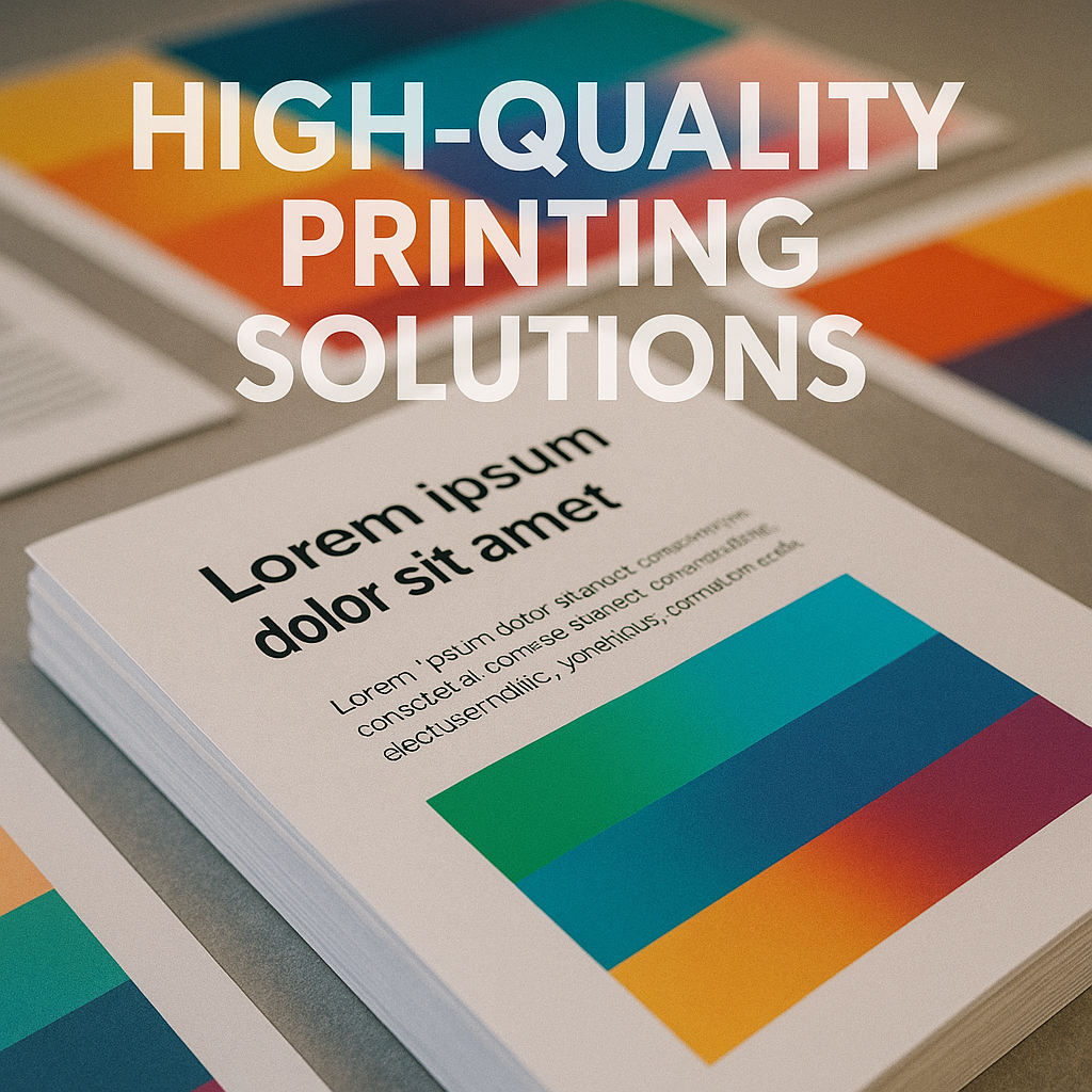 High-quality printing solutions for businesses in San Ramon, CA, showcasing vibrant brochures, business cards, and promotional materials.