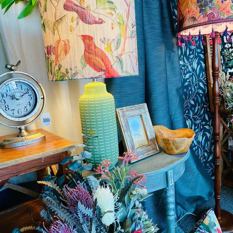 Round clock and lamp with bird illustration — Tamworth Interiors in Tamworth, NSW