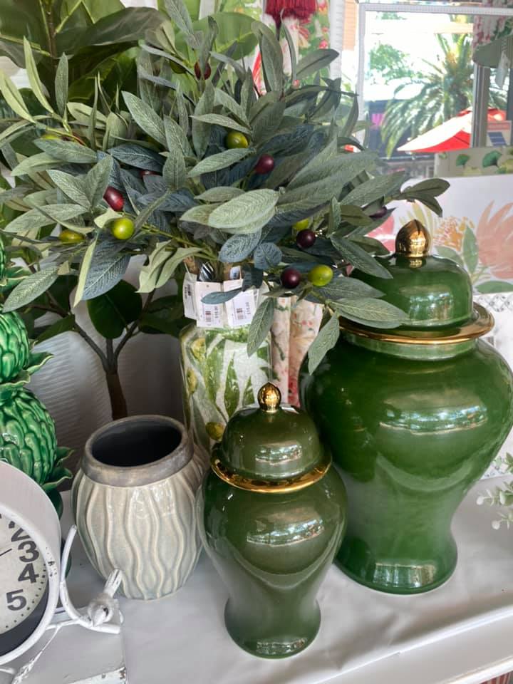 Green and white vases — Tamworth Interiors in Tamworth, NSW