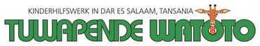 Logo with green text "TWA PEND WATO" and a giraffe, "KINDERHILFSWERK IN DAR ES SALAAM, TANZANIA".