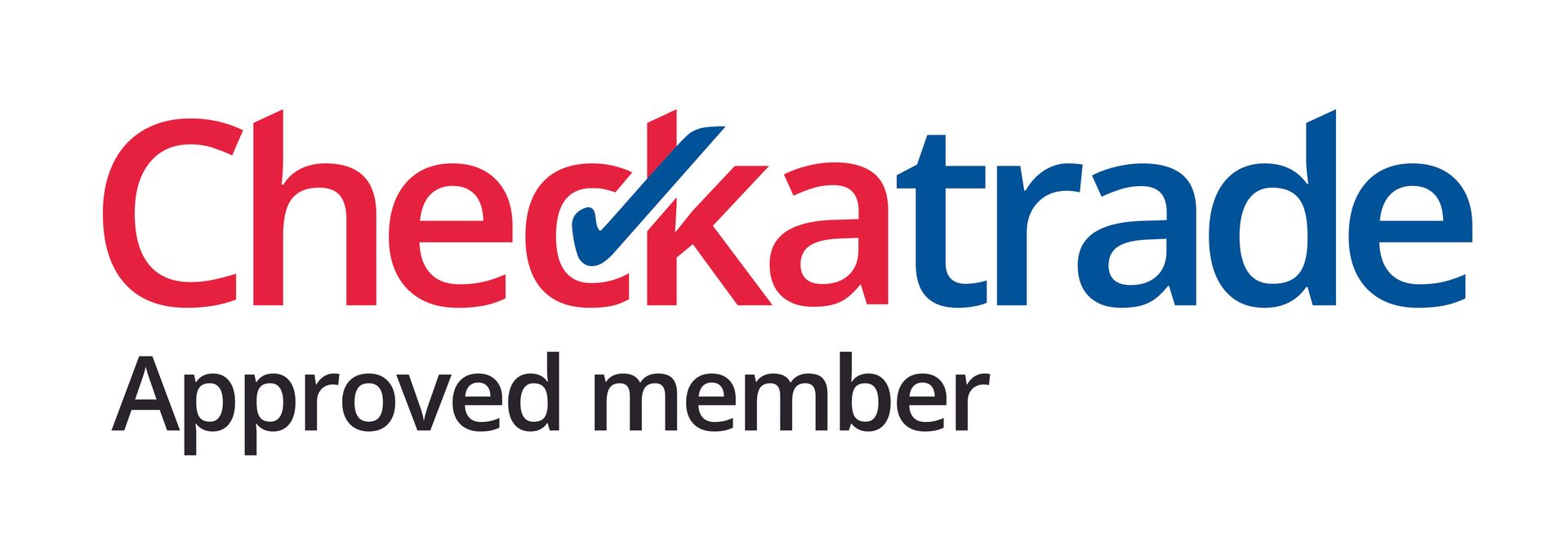 A checkatrade approved member logo on a white background
