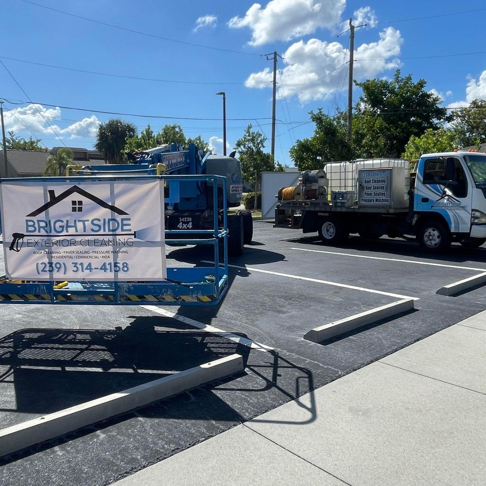 A brightside truck is parked in a parking lot