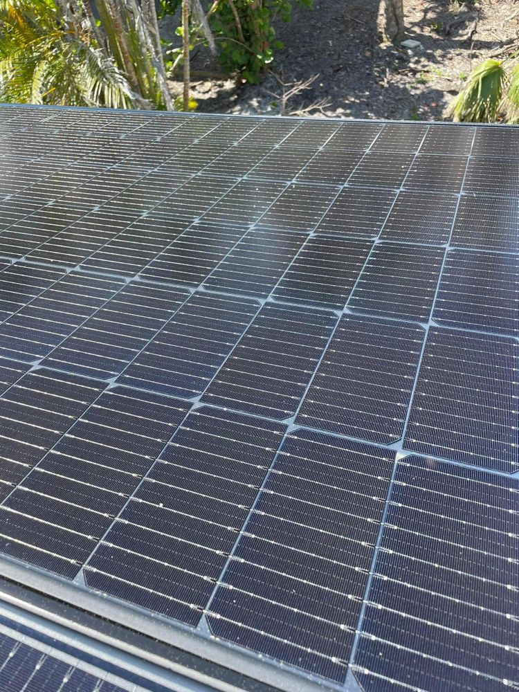 A close up of a solar panel on a roof.
