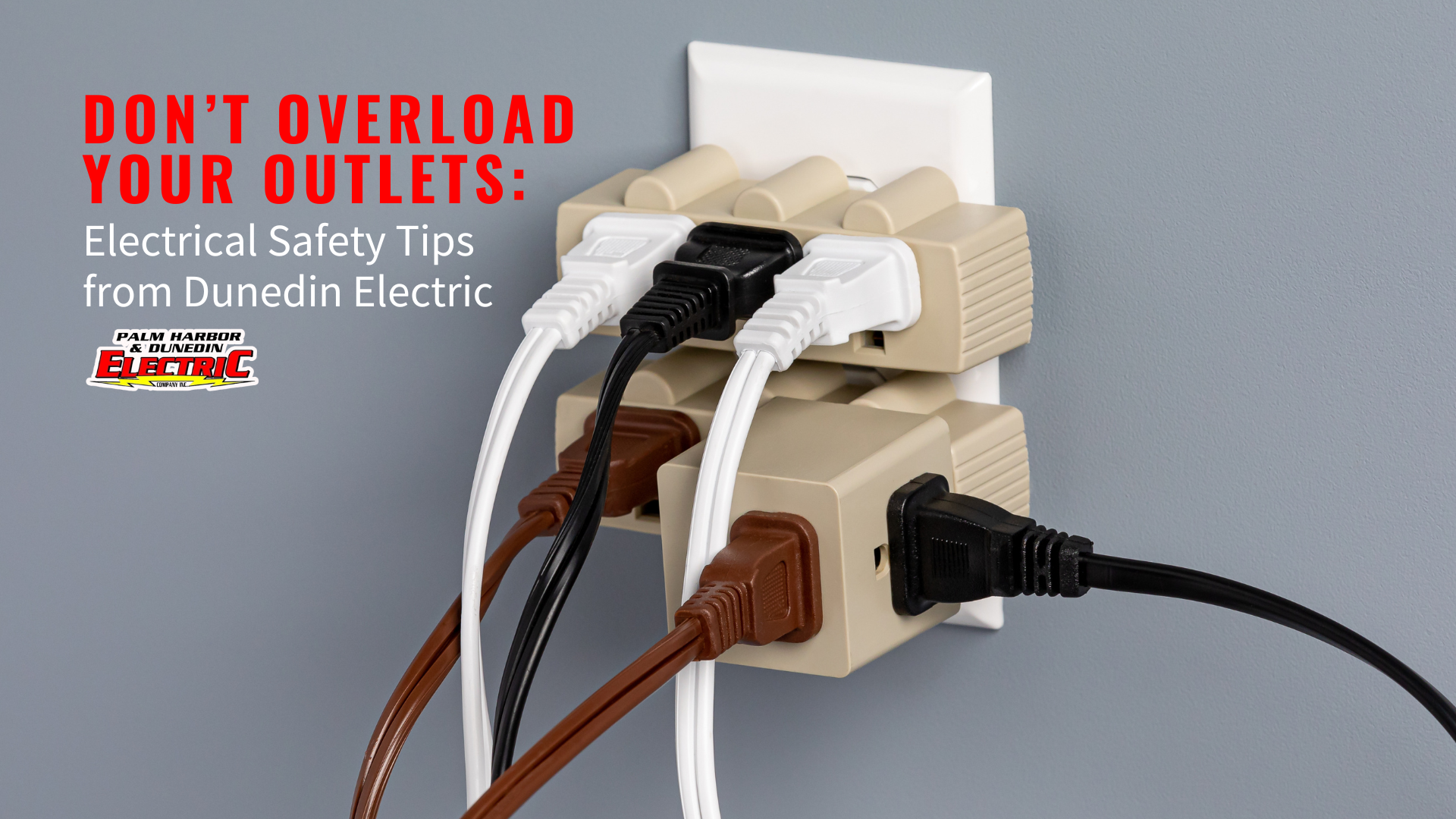 Overloaded electrical outlet with too many plugs