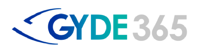 The logo for gyde 365 is blue and gray on a white background.