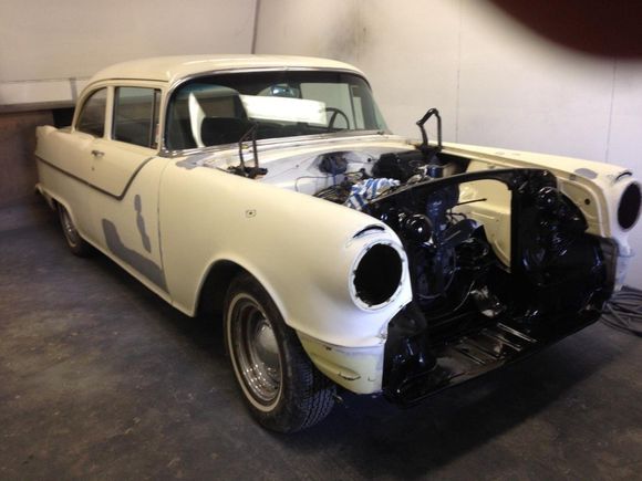 old car being repaired