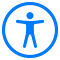 A blue icon of a person in a blue circle