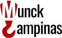 Logotipo da Munck Campinas com um gancho vermelho e as letras 