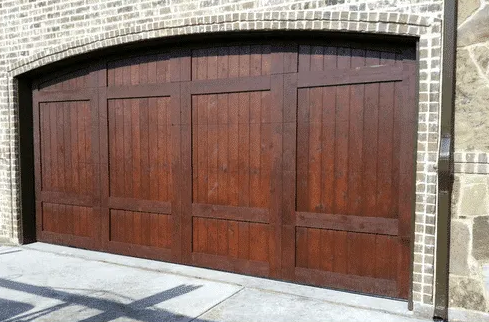 Arched Top Custom Garage Door - Stained