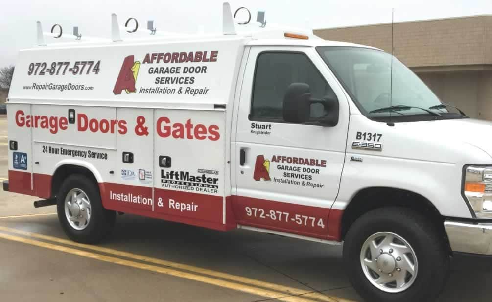 A1 Affordable Garage Door Services Truck for Garage Door Repair in Addison, TX