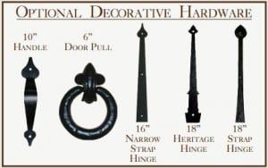 Decorative hardware for carriage house garage door