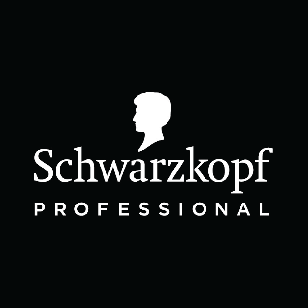 The schwarzkopf professional logo is white on a black background.